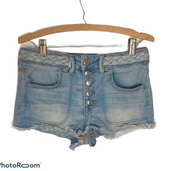 American Eagle Hi Rise Shortie Button Fly Shorts 6 - Picture 1 of 8